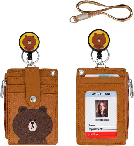 Miniatura 11 de 【Lo último de 2025】 Lindo portacarnet retráctil con cordón enrollable y clip con mosquetón resistente, 1 ventana transparente para identificación