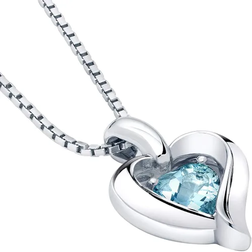 Miniatura 3 de PEORA Sterling Silver Heart in Heart Solitaire Pendant Necklace for Women in Various Gemstones, Heart Shape 6mm, with 18 inch Italian Chain
