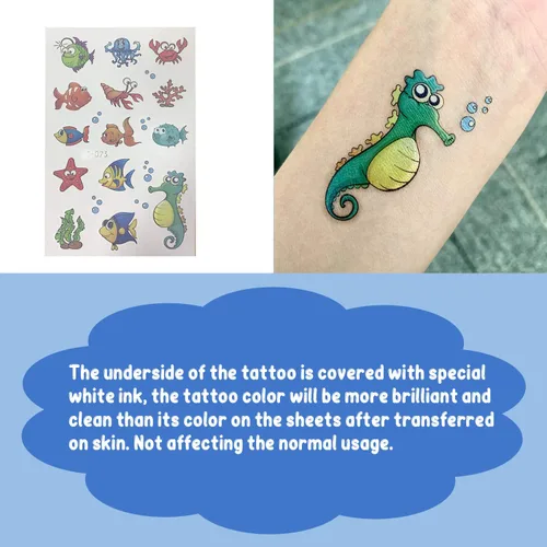 Miniatura 3 de 200 tatuajes temporales con temática oceánica para niños, decoración de piscina de playa bajo el mar, suministros de fiesta de cumpleaños, tatuajes