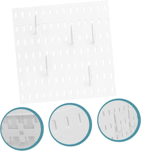 Miniatura 2 de OSALADI 1 juego de estante de plástico para agujeros de pared, organizador de almacenamiento para cocina y baño, incluye ganchos, fuerte capacidad
