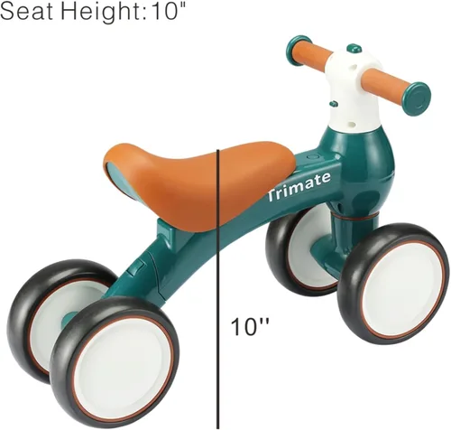 Miniatura 4 de Bicicleta de equilibrio Baby Walker, color verde, juguete perfecto para niños de 1 año, con 4 ruedas, ideal para niños y niñas (12-24 meses)