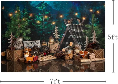 Miniatura 4 de MEHOFOTO - Telones de fondo para fiesta de primer cumpleaños de 7 x 5 pies, safari en la selva, para bebé, tienda de campaña para fotografía