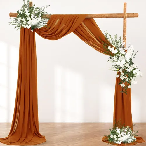 Miniatura 4 de LINXTAR 1 panel de tela para arco de boda, 1 panel de 30 x 18 pies, cortina de arco de gasa transparente de terracota para cabina de fotos