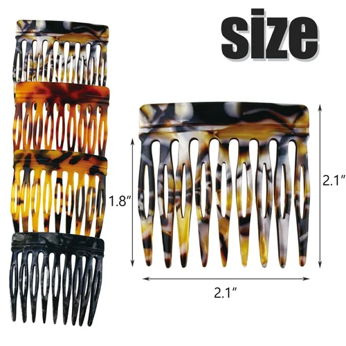 Miniatura 2 de 4 unids Peines laterales de pelo de ácido acético rizado francés accesorios de peinado decorativo pequeño mujer clip lateral estampado leopardo