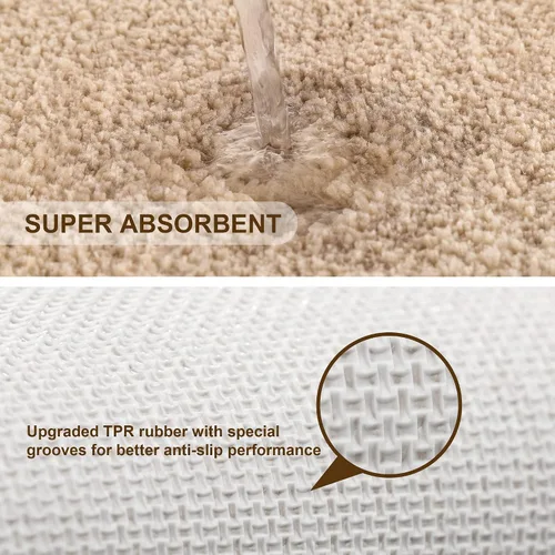 Miniatura 5 de VANZAVANZU Alfombras de inodoro para baño en forma de U, alfombras de baño de contorno para baño, antideslizantes, extra suaves, absorbentes