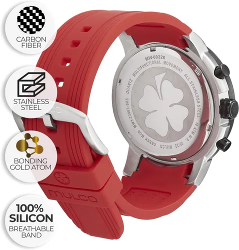 Miniatura 29 de MULCO Relojes para hombre - Creek, caja de acero inoxidable con correa de silicona para la muñeca, movimiento multifuncional de cuarzo, pantalla