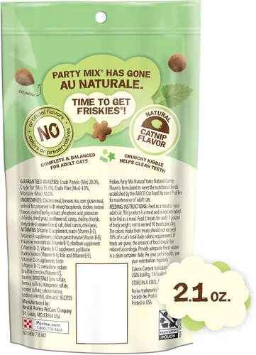 Miniatura 6 de Friskies fabricado en instalaciones de Purina en EE. UU., golosinas naturales para gatos, Party Mix Natural Yums sabor a hierba gatera