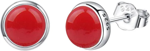 Miniatura 12 de Larimar/Aguamarina/Lapislázuli/Ágata de Musgo/Amatista/Turquesa/Ónix/Ojo de Tigre/Piedra de Luna/Labradorita/Cuarzo Rosa Aretes de Botón de Plata