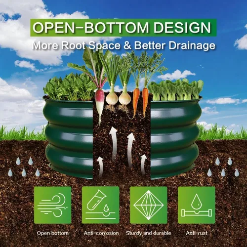 Miniatura 2 de GARDMAX 2x2x1FT Galvanized Round Raised Garden Bed Kit, Metal Planter Boxes Outdoor with Easy Assembly, Large Garden Bed for Vegetables, Fruits