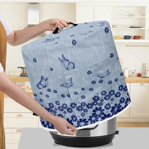 Miniatura 4 de Flashideas Funda floral para olla a presión para mujer, protección contra el polvo, cubierta de olla arrocera con aislamiento de mariposa con forro