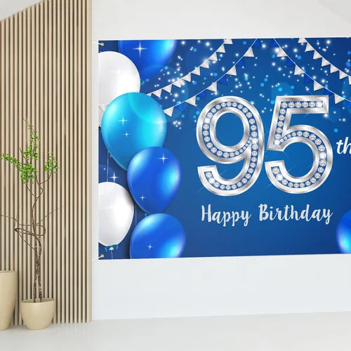 Miniatura 7 de HAMIGAR Fondo de pancarta de feliz cumpleaños 95 de 6 x 4 pies, decoraciones de cumpleaños de 95 años, suministros de fiesta para mujeres y hombres