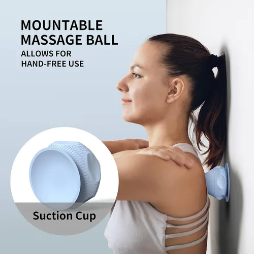 Miniatura 2 de Bola de auto-masaje montable manos libres con ventosa, masajeador de nudo muscular de dolor de espalda de tejido profundo, liberación miofascial