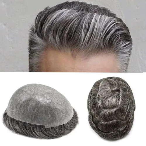 Miniatura 38 de Super Thin Skin Mens Toupee 0.001 in - Sistema de cabello de piel ultrafina para hombres, cabello humano negro, marrón, rubio, gris, peluca