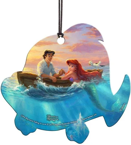 Disney - El príncipe de la Sirenita Eric - Thomas Kinkade - Accesorio de impresión acrílica colgante en forma de pez platija - Perfecto para regalar