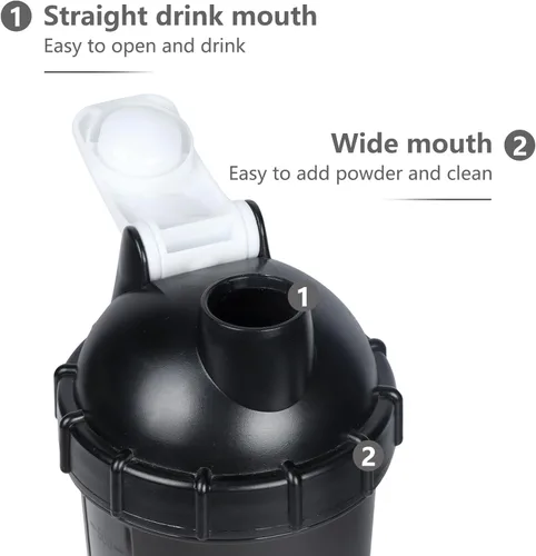 Miniatura 5 de Shaker Bottle - Botellas mezcladoras de proteínas de 18 onzas con almacenamiento de polvo y estuche para píldoras, 16.9 fl oz, taza agitadora