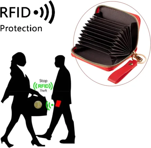 Miniatura 3 de PEIQICHU Estuches de tarjetas para mujer, Rojo -, Moda