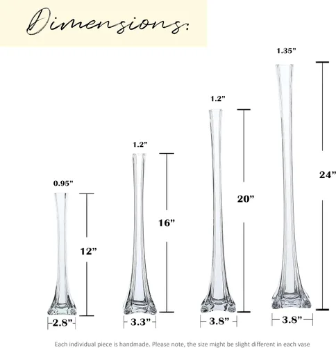Miniatura 4 de Paquete de 12 jarrones de la Torre Eiffel para decoración de flores, bodas, decoración (12 pulgadas, transparente)