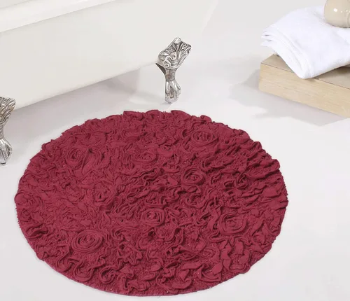 Miniatura 100 de Home Weavers Bell Flower Collection - Tapetes de baño copetudos 100 % algodón, extrasuaves y absorbentes, antideslizantes, lavables a máquina, lino