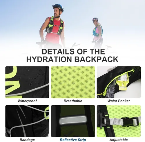 Miniatura 7 de INOXTO Hydration Vest Backpack,Lightweight Water Running Vest Pack with 1.5L Water Bladder Bag Daypack for Hiking Trail Running Cycling Race
