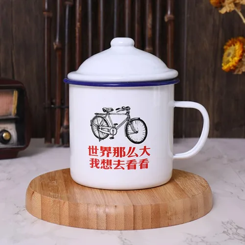 Miniatura 5 de YARDWE Taza de té de esmalte tazas para beber: 2 unids tazas de café retro chino taza de agua de leche de vino bebida vintage para oficina en casa