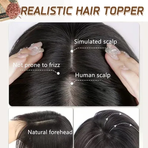 Miniatura 6 de Rich Choices Pelucas con topper de cabello para mujeres, cabello humano real 100% Remy, sin flequillo, para mujeres con adelgazamiento en la parte