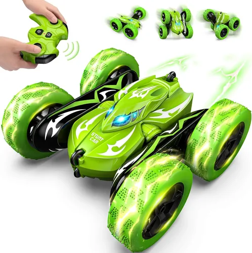 Miniatura 11 de Excitobo auto de control remoto, juguetes de autos RC 4WD de doble cara con rotación de 360° para niños de 3 a 12 años, 2.4GHz eléctrico recargable