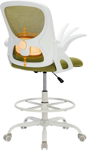 Miniatura 11 de LukkDys Silla de dibujo con respaldo multiajustable 4D, silla de oficina alta de 19.7 a 27.6 pulgadas de altura, silla de escritorio ergonómica