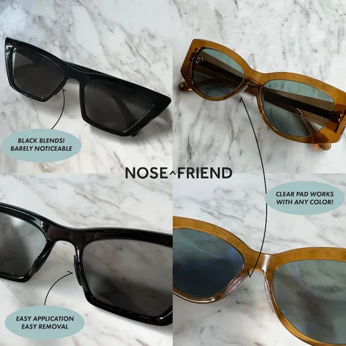 Miniatura 2 de NOSE FRIEND® 10 pares (negro y transparente), almohadillas de nariz de 0.047 pulgadas (0.047 in) de grosor para gafas, antideslizantes, puente