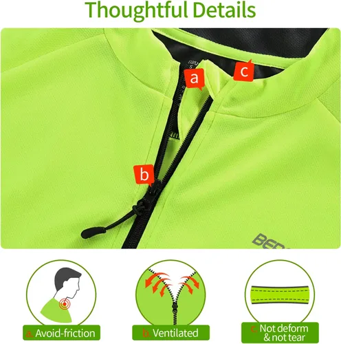 Miniatura 5 de BERGRISAR Camisetas básicas de ciclismo para hombre, manga corta, bolsillos con cremallera
