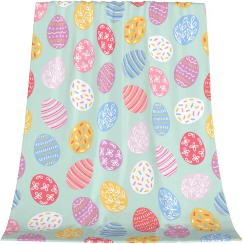 Miniatura 14 de Manta de Pascua y primavera, manta de felpa acogedora y suave para sofá, cama, sofá, viajes, campamento para adultos/niños, color azul y blanco