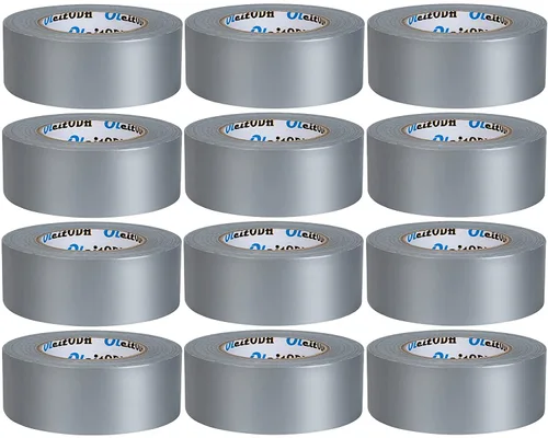 Oleitodh Cinta adhesiva plateada resistente de gran capacidad Paquete de 12 unidades - 2 pulgadas 60 yardas cada una, fuerte, sin residuos, para Gris
