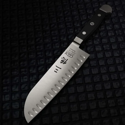 Miniatura 5 de Güde Cuchillo Santoku de la serie Alpha Forjado/Granton Edge, 7 pulgadas, acero endurecido en hielo, fabricado en Solingen, Alemania desde 1910