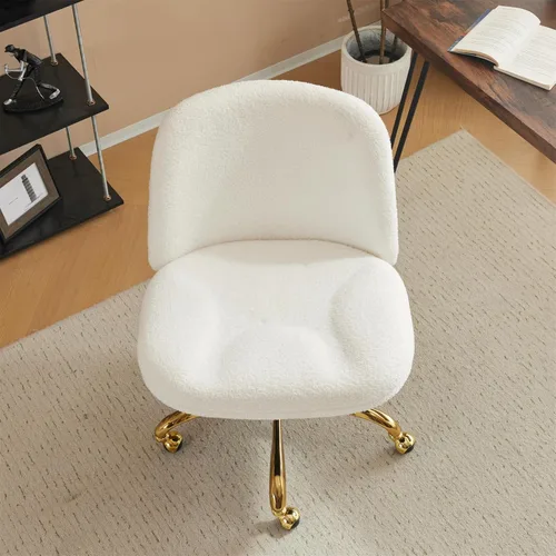 Miniatura 9 de VINGLI Silla de Oficina Ancha con Patas Cruzadas, Silla de Escritorio Ergonómica Buttprint Cómoda con Almohada y Base Dorada, Doble Uso con/sin