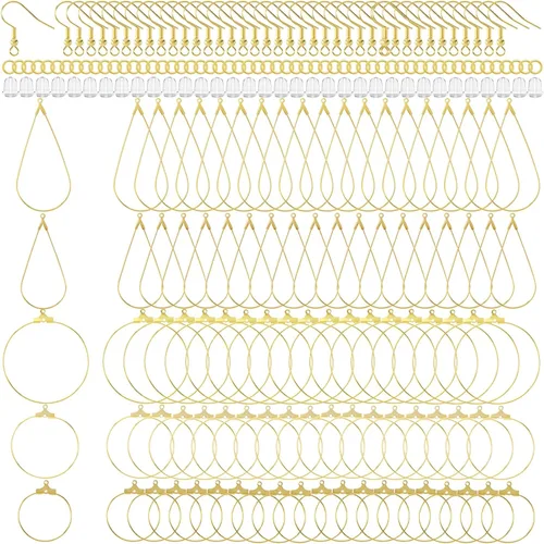 Miniatura 14 de OIIKI 280 aros de cuentas para aretes, 4 tamaños chapados en oro/plata, aros abiertos, anillos de metal para aretes, accesorios decorativos
