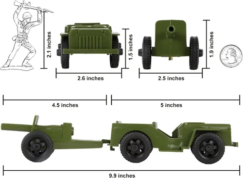 Miniatura 2 de TimMee Combat Patrol Willys & Artillery - Juego negro de 4 piezas fabricado en Estados Unidos