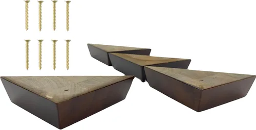 Patas para muebles, juego de 4 patas de esquina de sofá de madera, triángulo de 1-1/2 pulgadas de alto por 5 pulgadas de ancho, reemplazo de patas