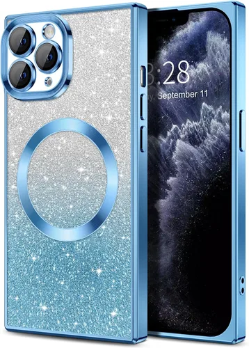 Miniatura 153 de Hython Funda para iPhone 13 Pro transparente con purpurina magnética [compatible con MagSafe] Protector completo de lente de cámara delgado