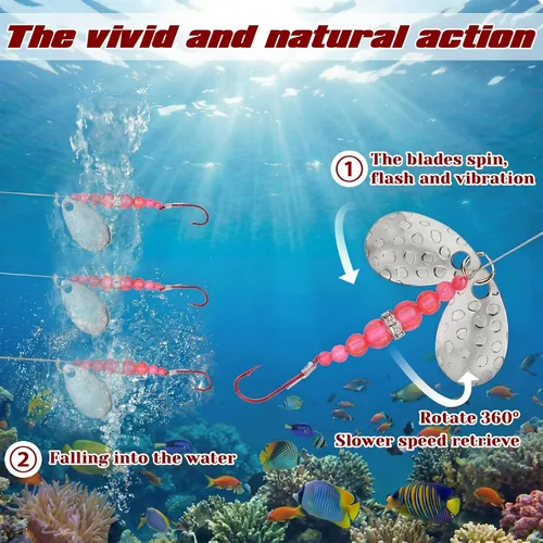Miniatura 3 de Soulchen 5 piezas de señuelo de pesca giratorio de cebo de plataforma, cuchillas de arnés de Walleye para hacer señuelos de pesca, cebo giratorio