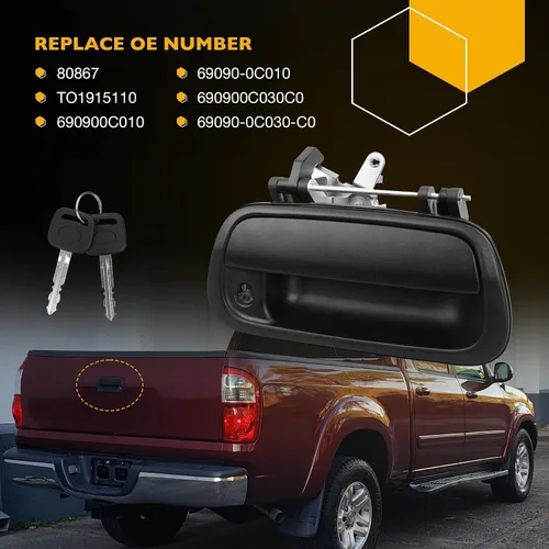 Miniatura 8 de Gledewen Manija de puerta trasera de metal mejorada, compatible con Toyota Tundra 2000-2006, reemplaza # 80866 TO1915110 690900C010