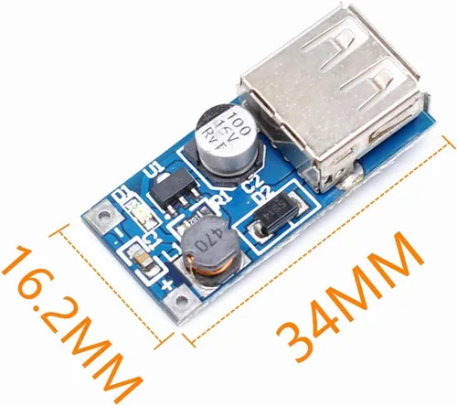 Miniatura 5 de Convertidor de impulso DC-DC de 5 piezas, 0.9 V-5 V a 5 V, módulo de salida USB, placa de fuente de alimentación de 600 mA, control PFM