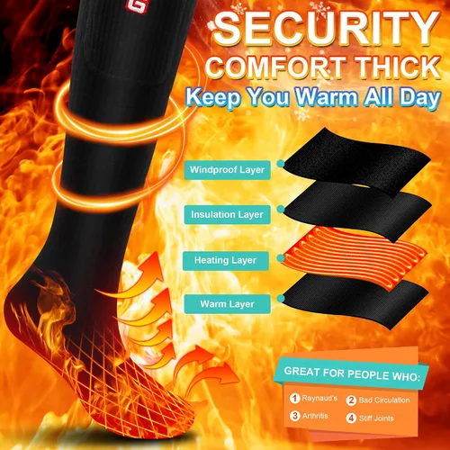 Miniatura 2 de SVPRO Calcetines calentados para hombres y mujeres, calcetines eléctricos recargables con batería, calcetines cálidos de invierno con 3 ajustes