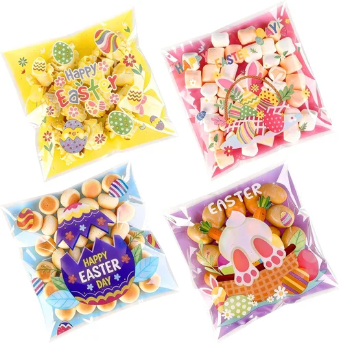 Miniatura 11 de 200 unidades de 5.5 x 5.5 pulgadas con bonito lazo de encaje transparente para asar galletas, regalo de bricolaje, plástico para dulces, envoltura