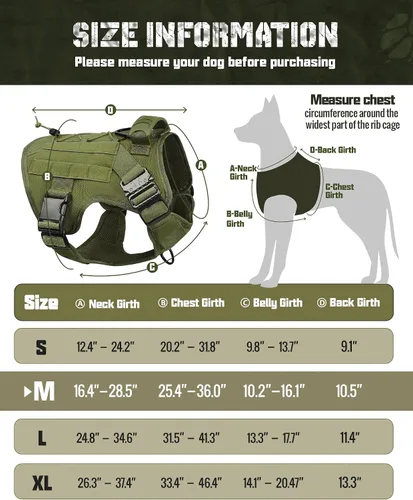 Miniatura 2 de Arnés militar para perro, sin tirones, con asa y Molle, de fácil control, arnés para perro, arnés de entrenamiento para caminar, ajustable, Verde