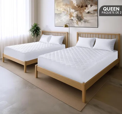 Miniatura 2 de Utopia Bedding Paquete de 2 protectores de colchón acolchados ajustados, tamaño Queen, protector de colchón elástico y funda con bolsillo profundo