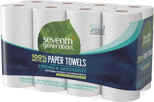 Miniatura 10 de Seventh Generation Toallas de papel 100% recicladas, 2 capas, 8 unidades, paquete de 4