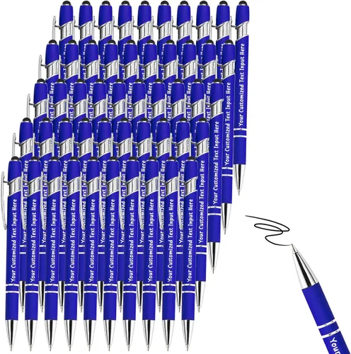 Miniatura 19 de Bolígrafo personalizado, 50 bolígrafos personalizados, grabado a granel con logotipo de nombre, lápiz digital de tinta negra suave con toque