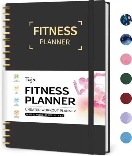 Miniatura 12 de Diario de entrenamiento físico para mujeres y hombres, tamaño A5 (5.5 x 8.2 pulgadas), planificador de registro de entrenamiento para rastrear