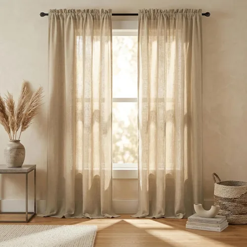 Miniatura 58 de Cortinas blancas puras de 38 pulgadas de ancho para dormitorio, juego de 2 paneles de cortinas de privacidad con bolsillo para barra, cortinas