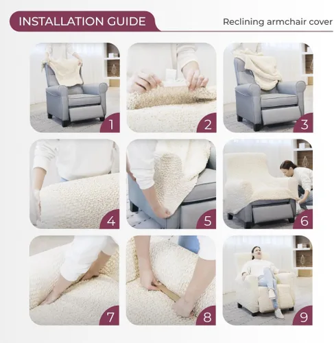 Miniatura 9 de PAULATO BY GA.I.CO. Funda reclinable – Funda de ajuste suave – Protector elástico de muebles reclinables de 1 pieza – Tela estampada hipoalergénica