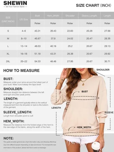 Miniatura 5 de SHEWIN Sudaderas para mujer, cuello redondo, color sólido, a la moda, cálidas, de gran tamaño, ligeras, sin botones